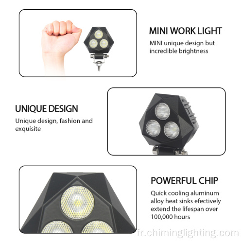 3 &#39;&#39; pouces 9W CUBE TRUCK FOINT POURD LED LED de travail LED de travail 1200m LED Mini Mini LED DRIVE